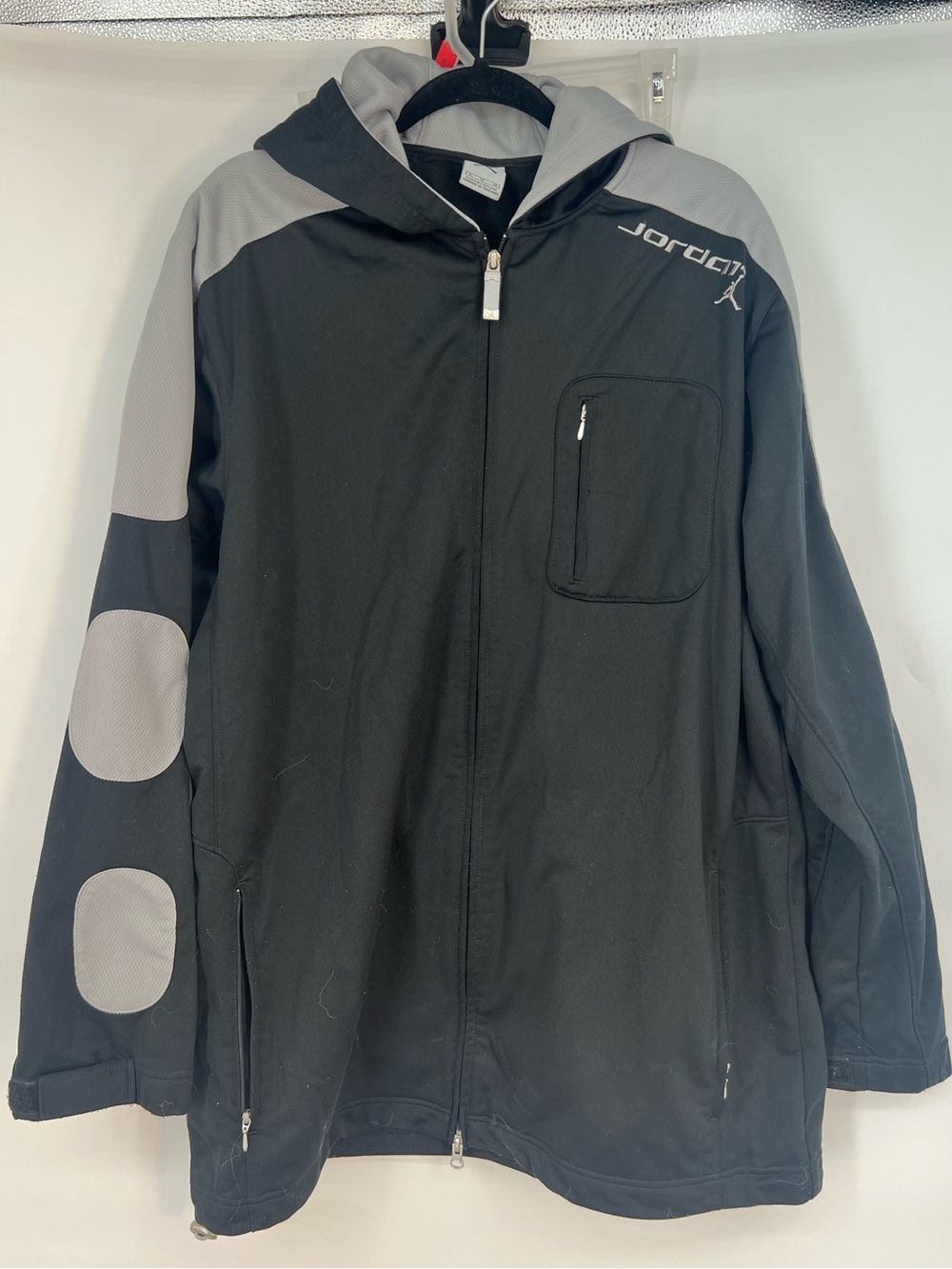 Jordan 23 Hooded Jacket Men’s Black Gray Full Zip Athletic Warm Up Coat